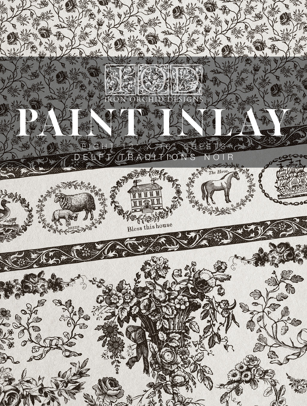Delft Traditions Noir | Paint Inlay | IOD Iron Orchid Designs