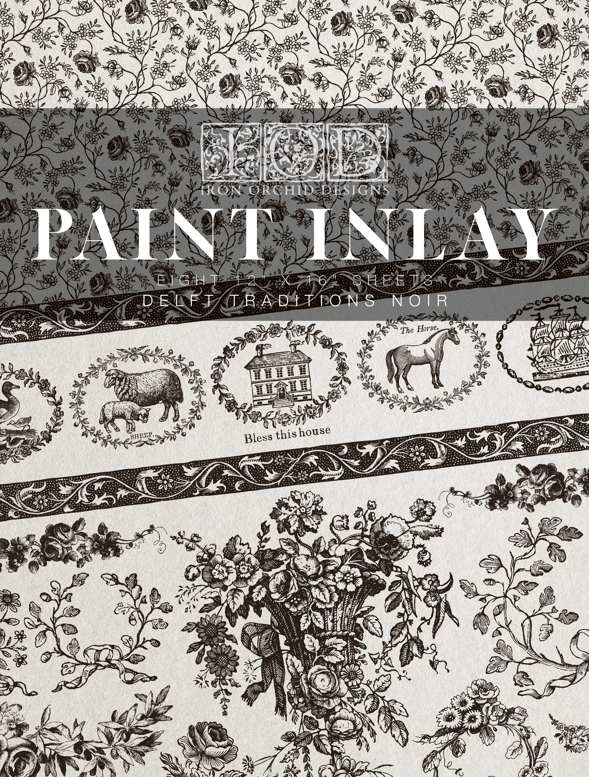 Delft Traditions Noir | Paint Inlay | IOD Iron Orchid Designs