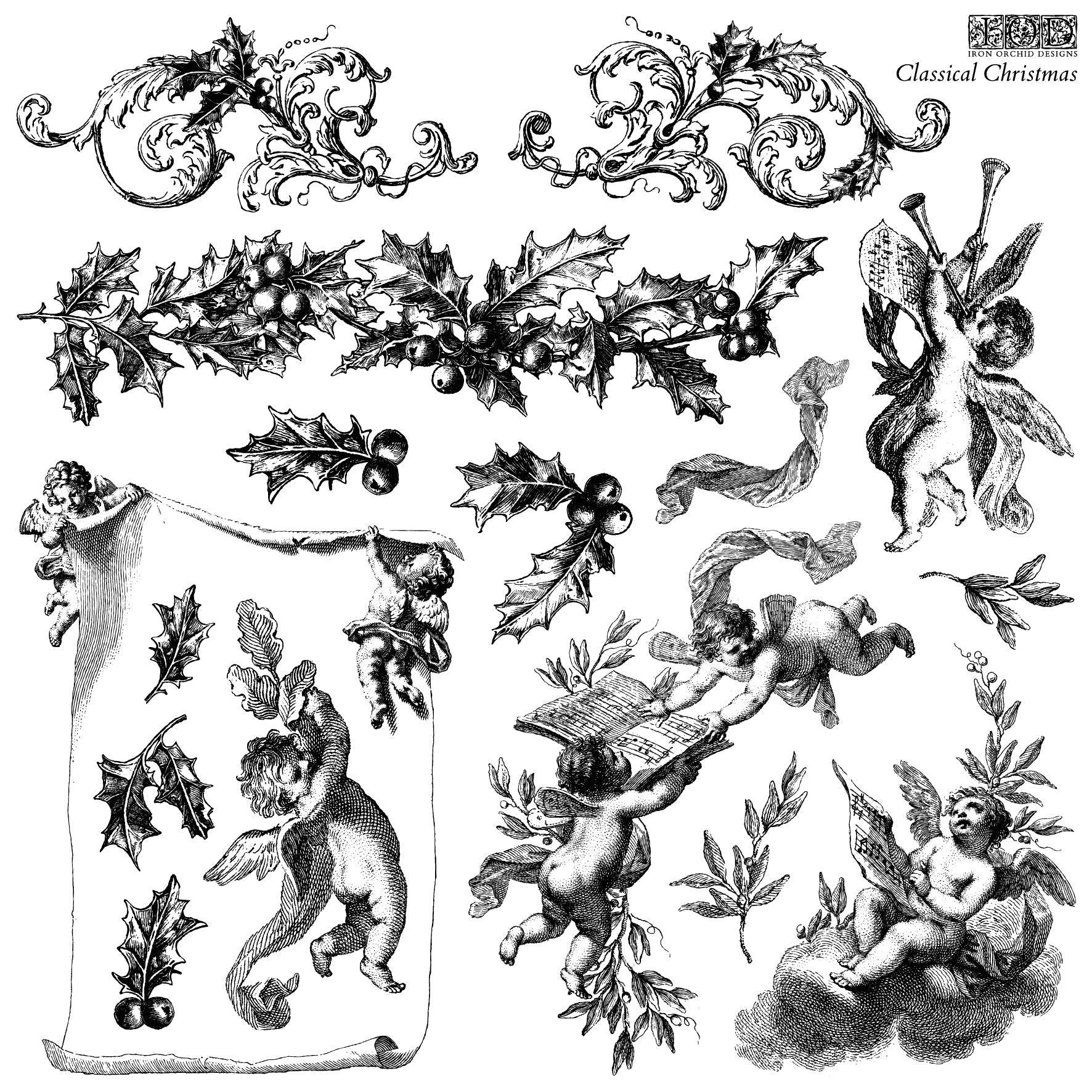 Classical Christmas | Decor Stamp | IOD Iron Orchid Designs