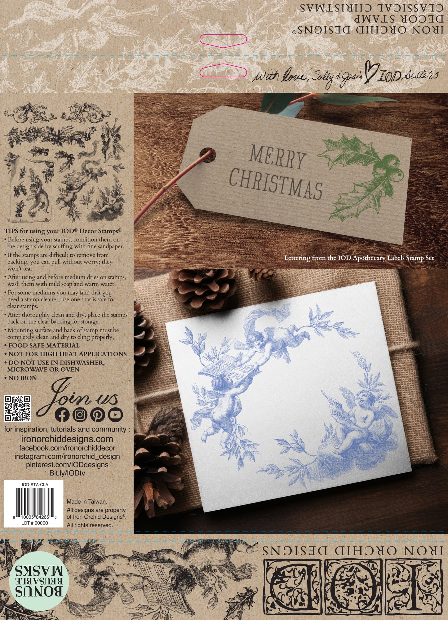 Classical Christmas Stamp by Iron Orchid Designs IOD