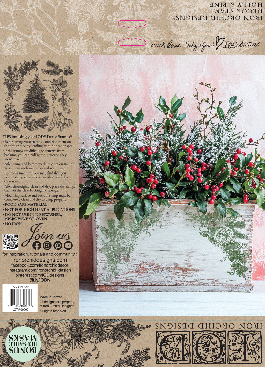 Holly & Pine | Stamp | IOD Iron Orchid Designs