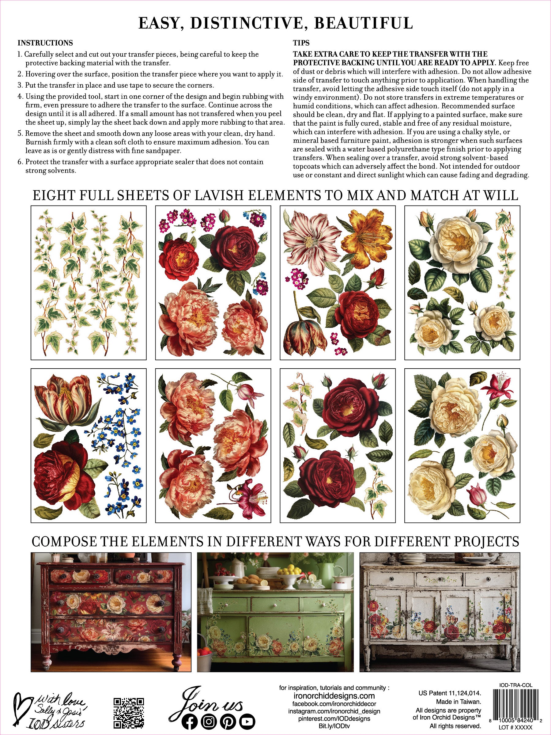 Collage de Fleurs | Transfer | IOD Iron Orchid Designs
