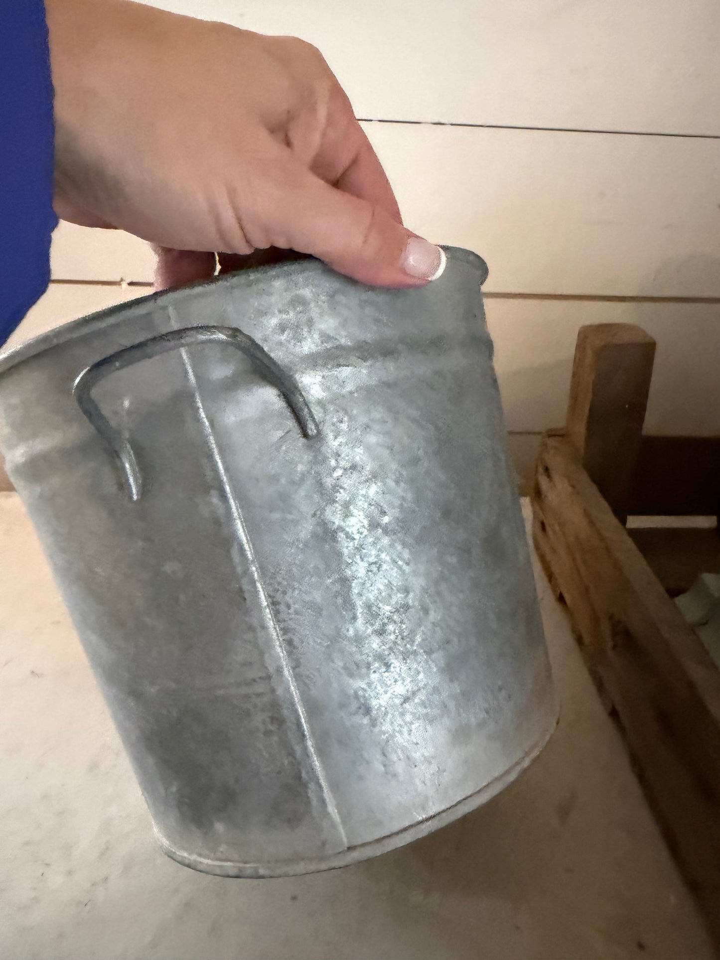 Galvanized bucket planter with holes
