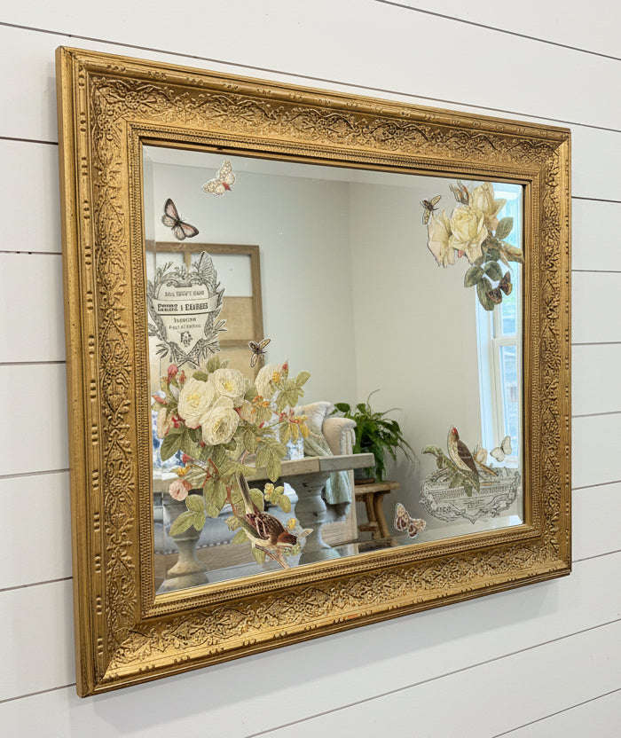 Gold with Flowers Mirror will get makeover 25.25x21.25”