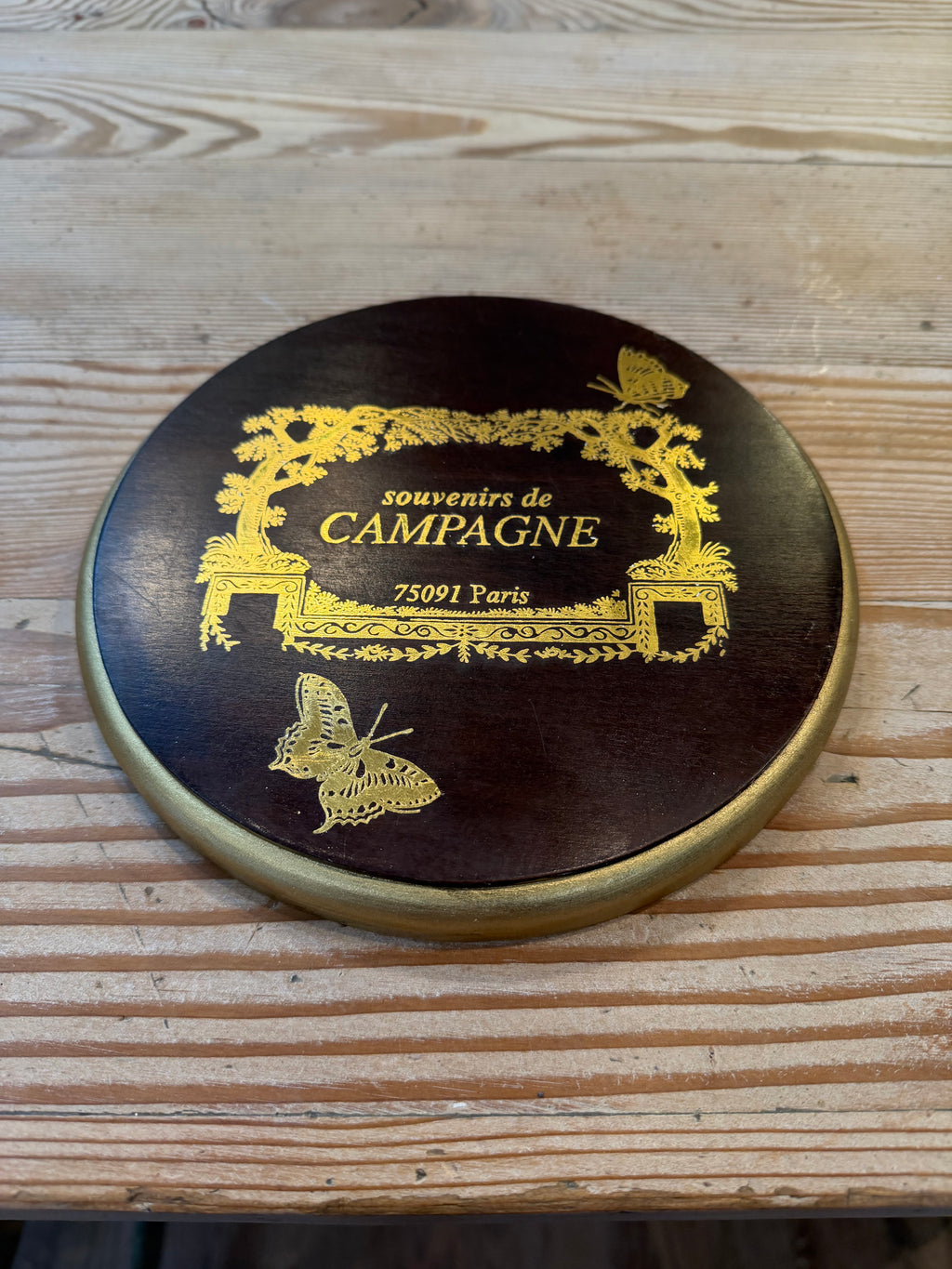 Medium Wood Plaque with Gold Foil souvenirs de CAMPAGNE