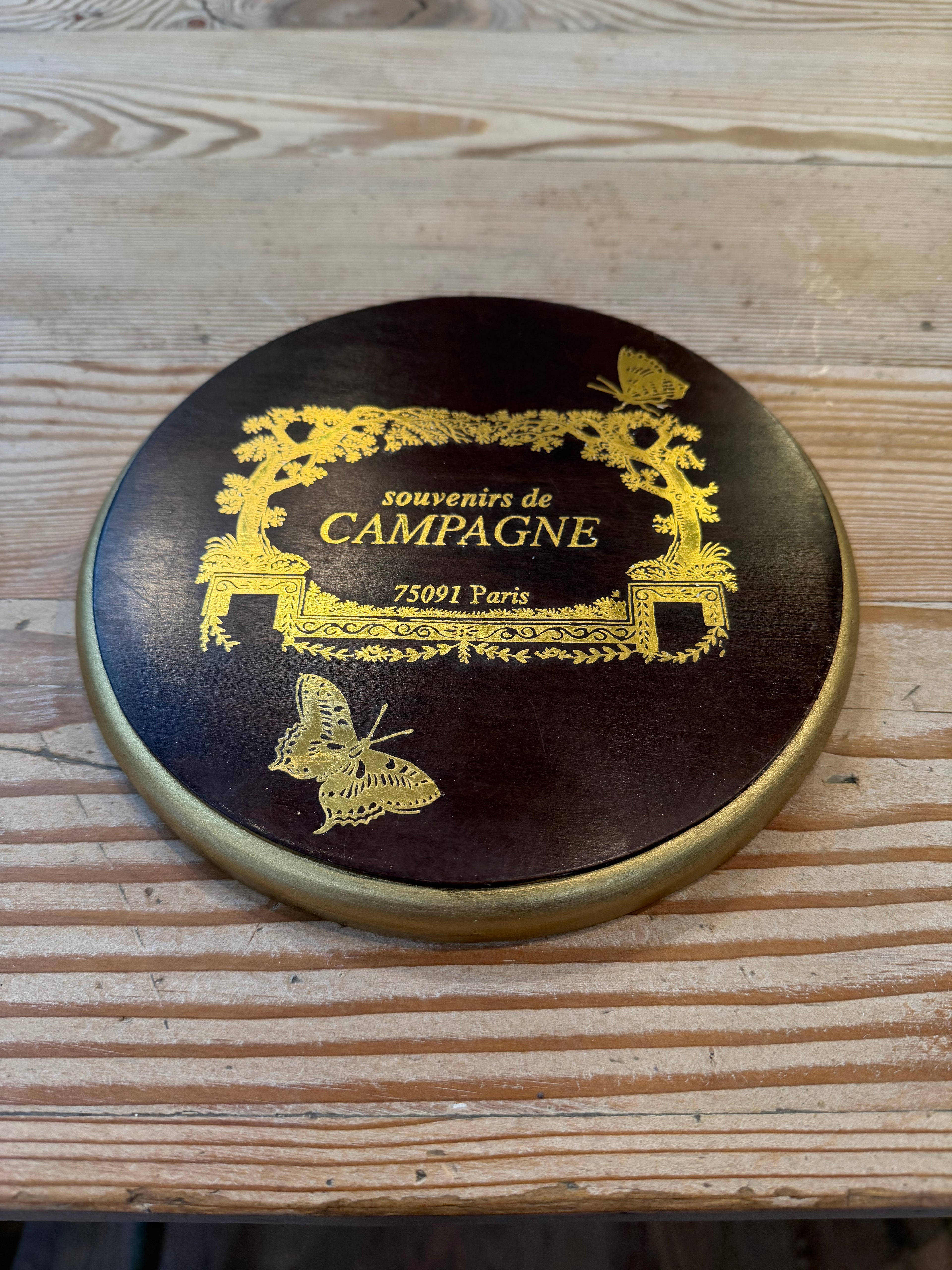 Medium Wood Plaque with Gold Foil souvenirs de CAMPAGNE