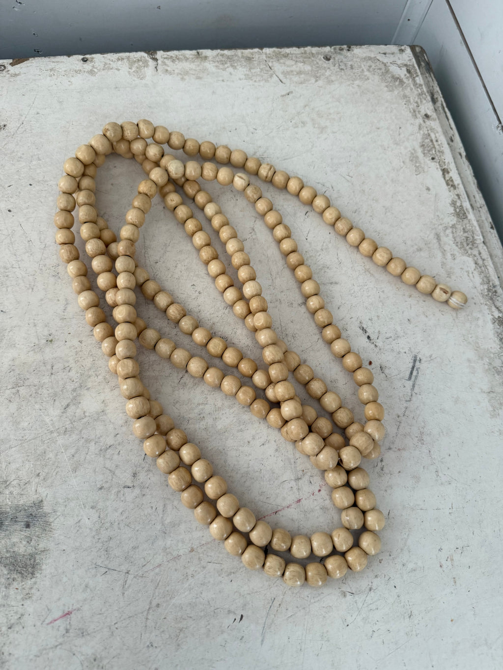 9 Foot Natural Wood Bead Christmas Garland varying shades picked at random