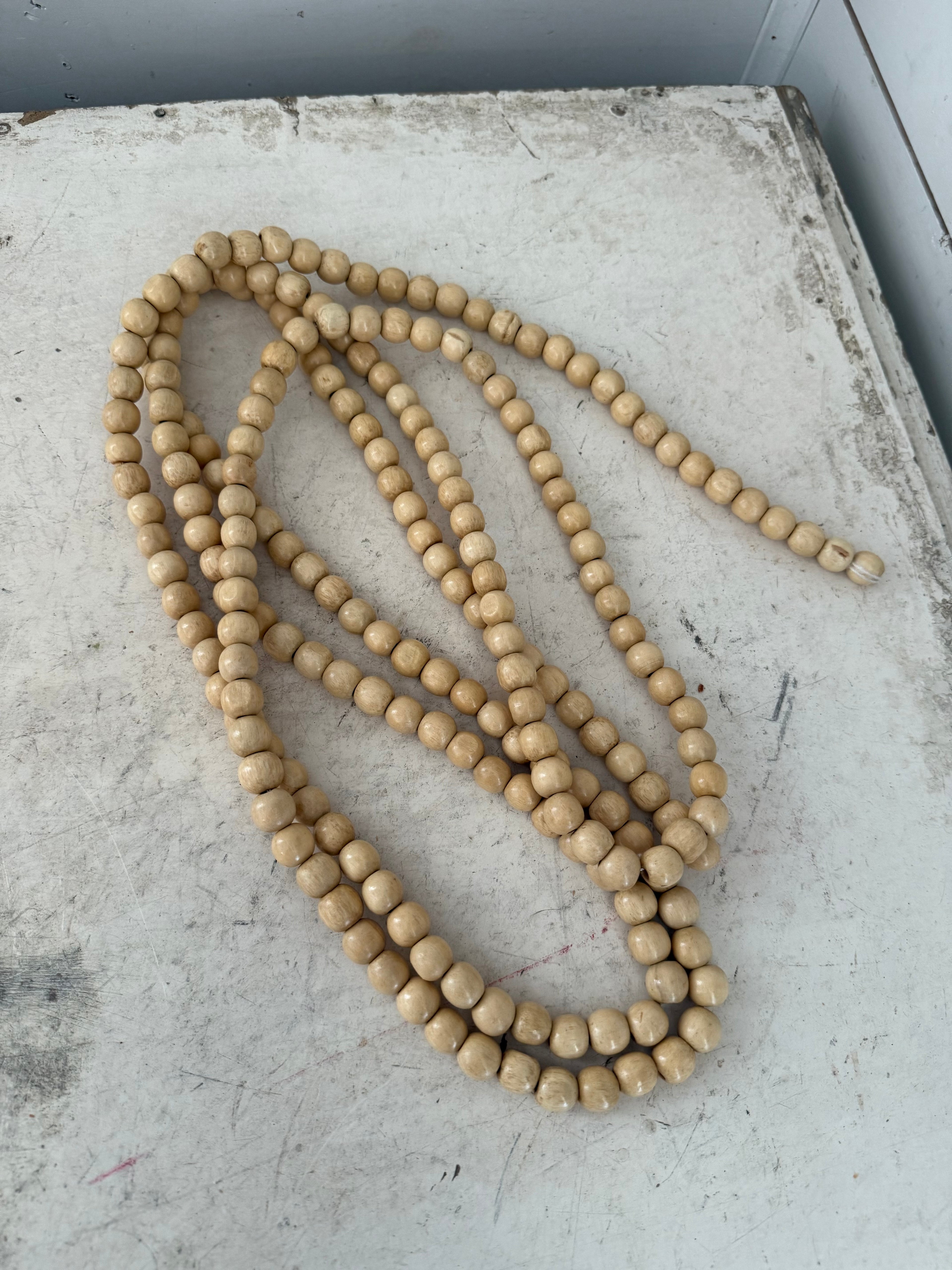 9 Foot Natural Wood Bead Christmas Garland varying shades picked at random