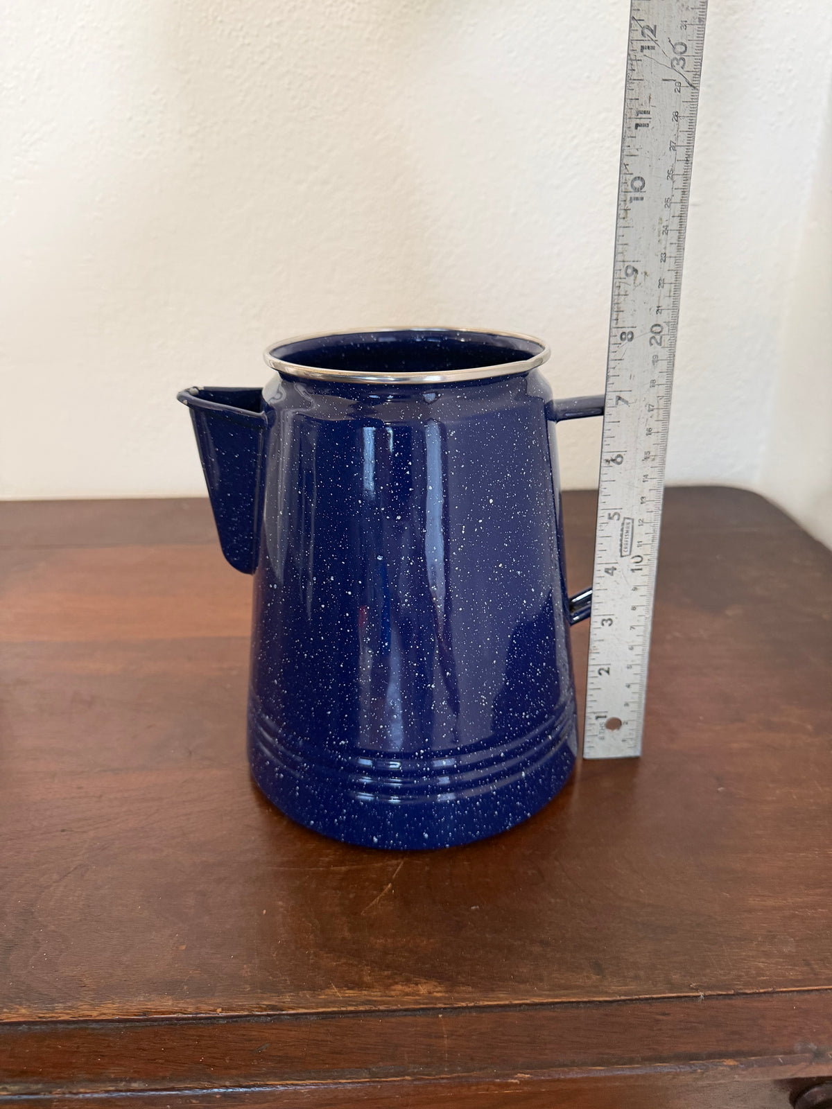 Vintage Blue Enamel Pot - Missing Lid