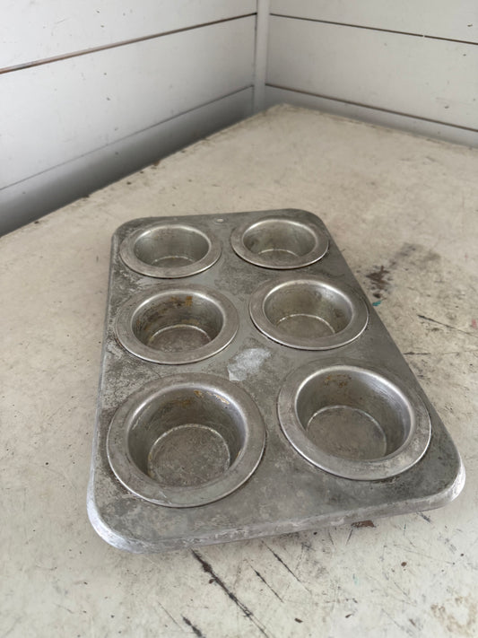 Vintage REMA Double Wall Insulated Air Bake 6-Muffin Tin Patent #4595120