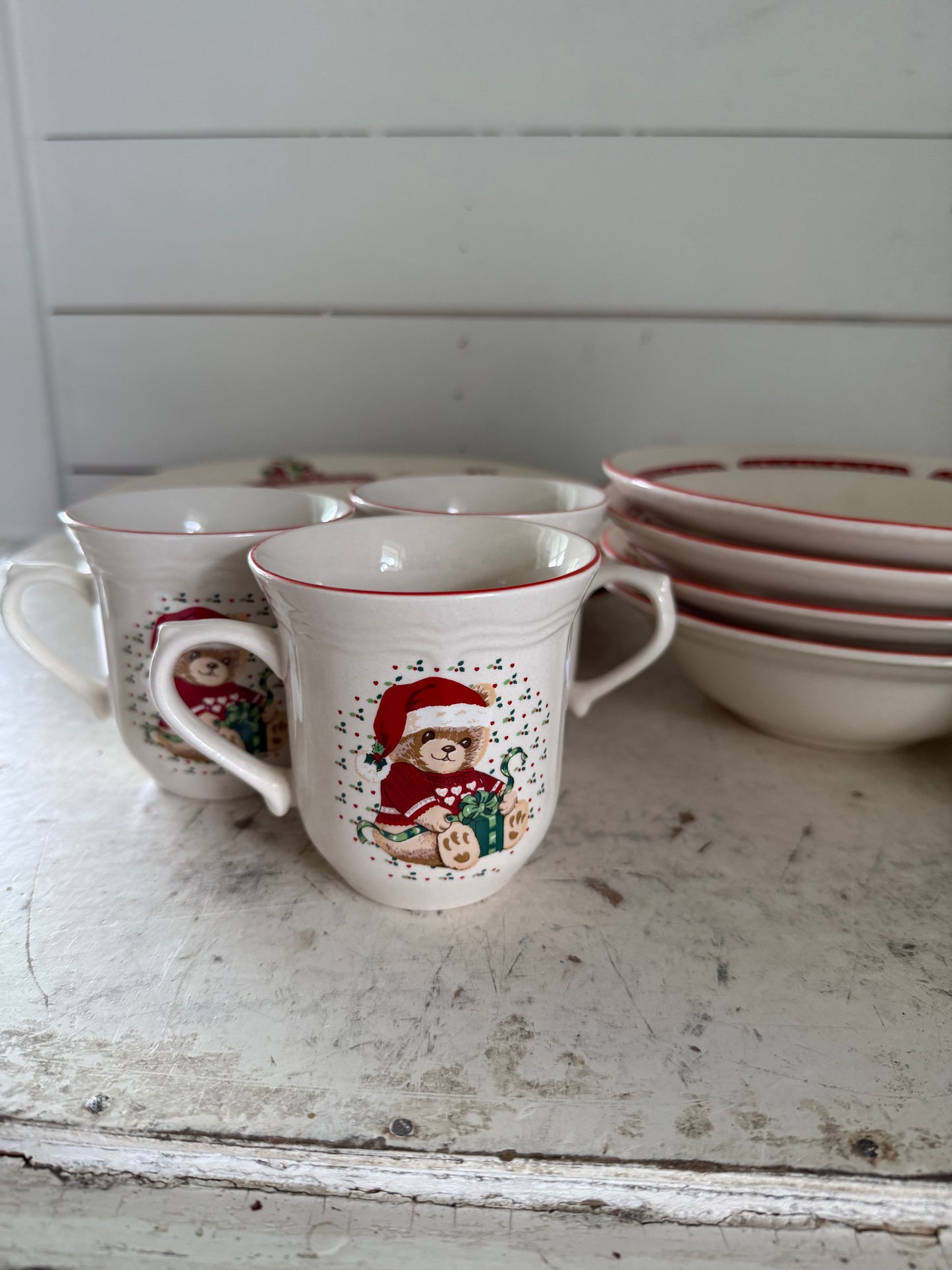 Tienshan's 1980s Theodore Bears Christmas Stoneware - sold individually