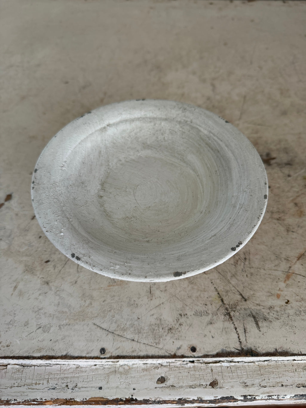 White metal pedestal bowl 6” bowl