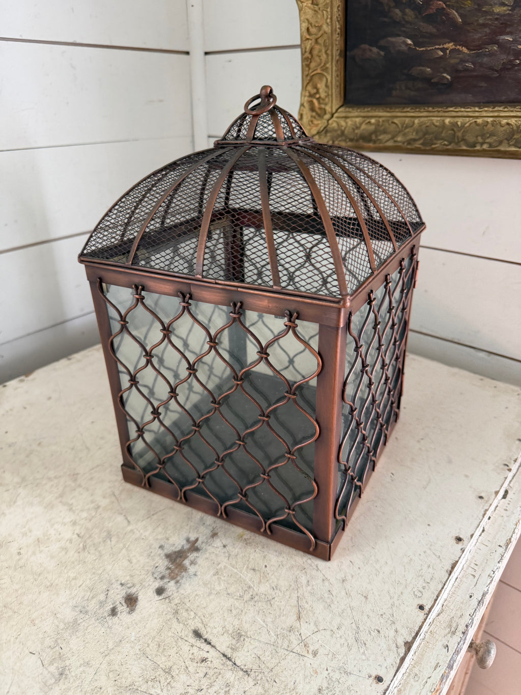 Large Rustic Copper Color Lantern