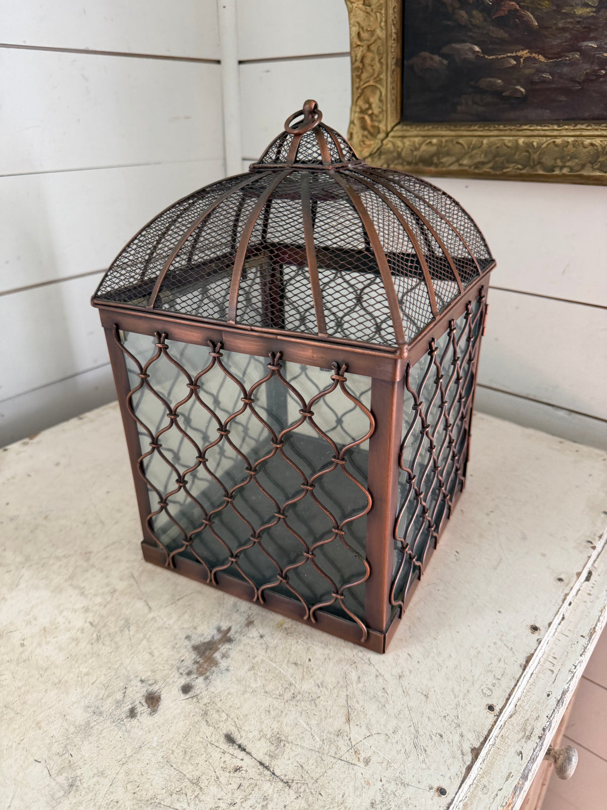 Large Rustic Copper Color Lantern