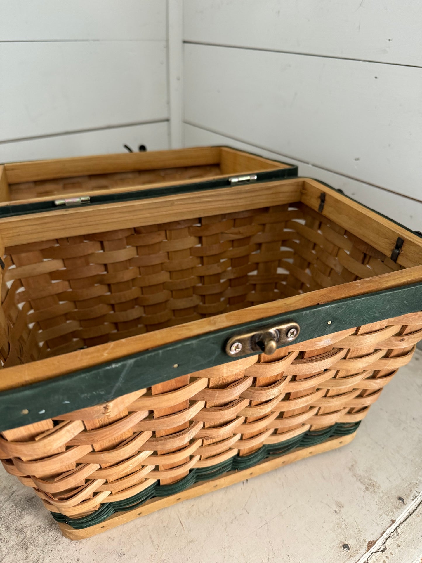 Green & Wicker Basket