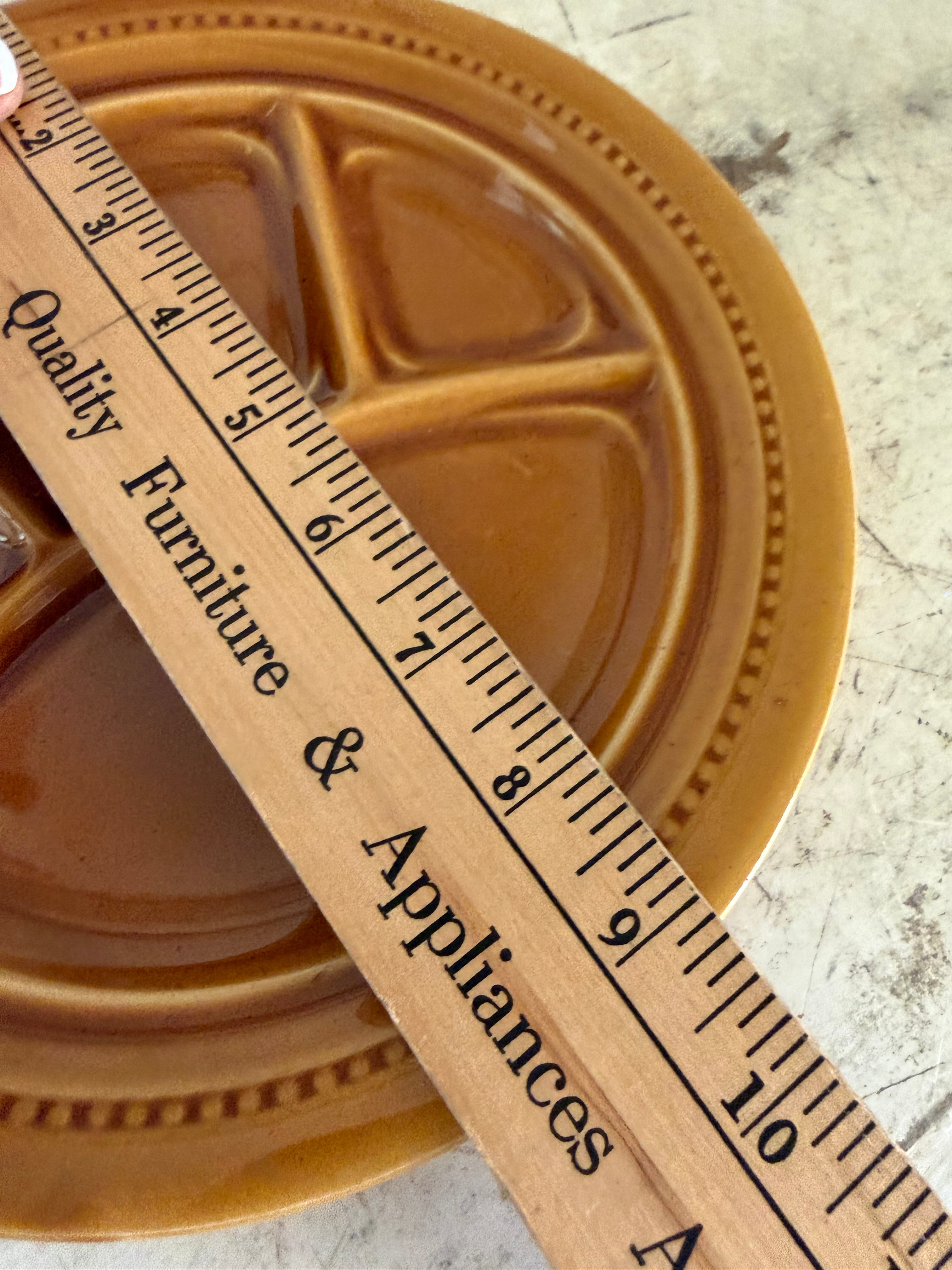 Vintage French Gien fondue plate in a brown glaze