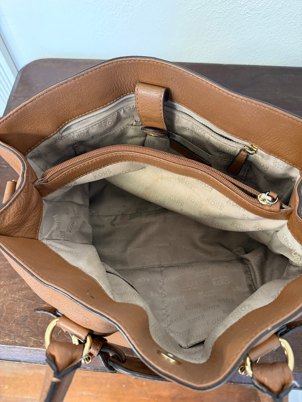 Brown Leather Michael Kors Hamilton Satchel