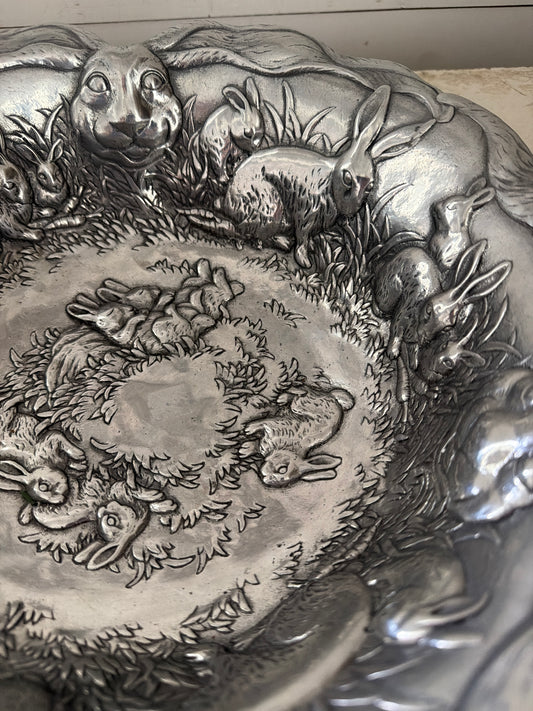 Arthur Court Vintage 14”Large Rabbit Bunnies Carrots Salad Serving Bowl