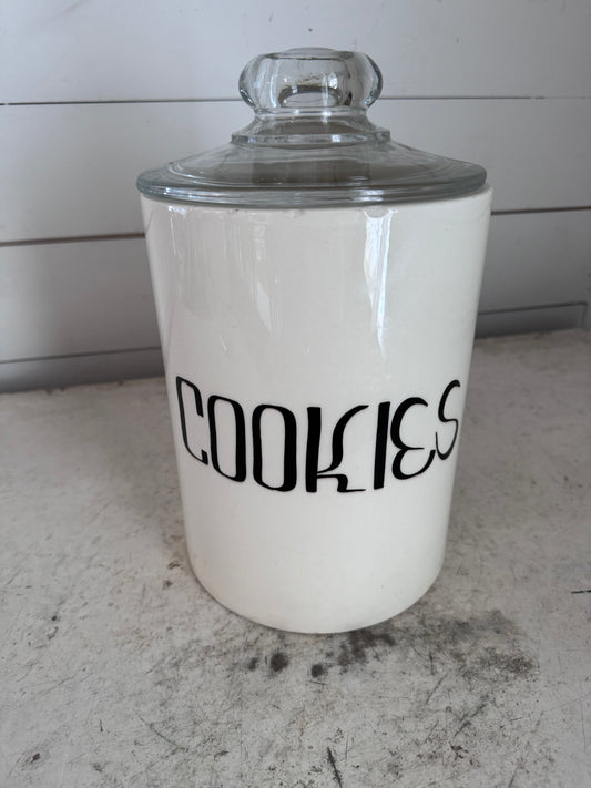 Antique Cookie Jar Crock has small chips