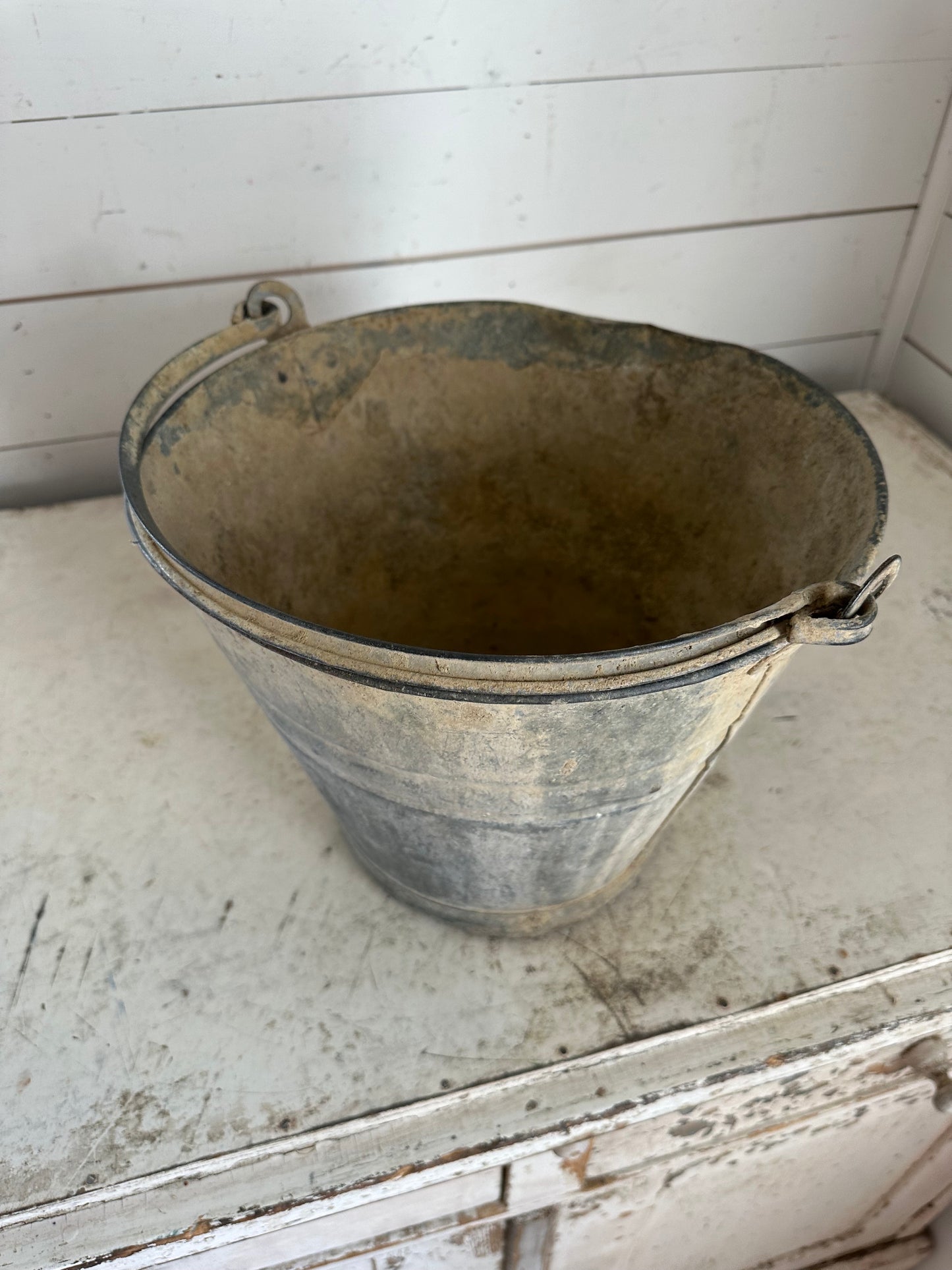 Antique English Zinc Plaster Bucket