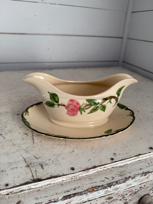 Franciscan Desert Rose Gravy Boat with Attached Base has chip