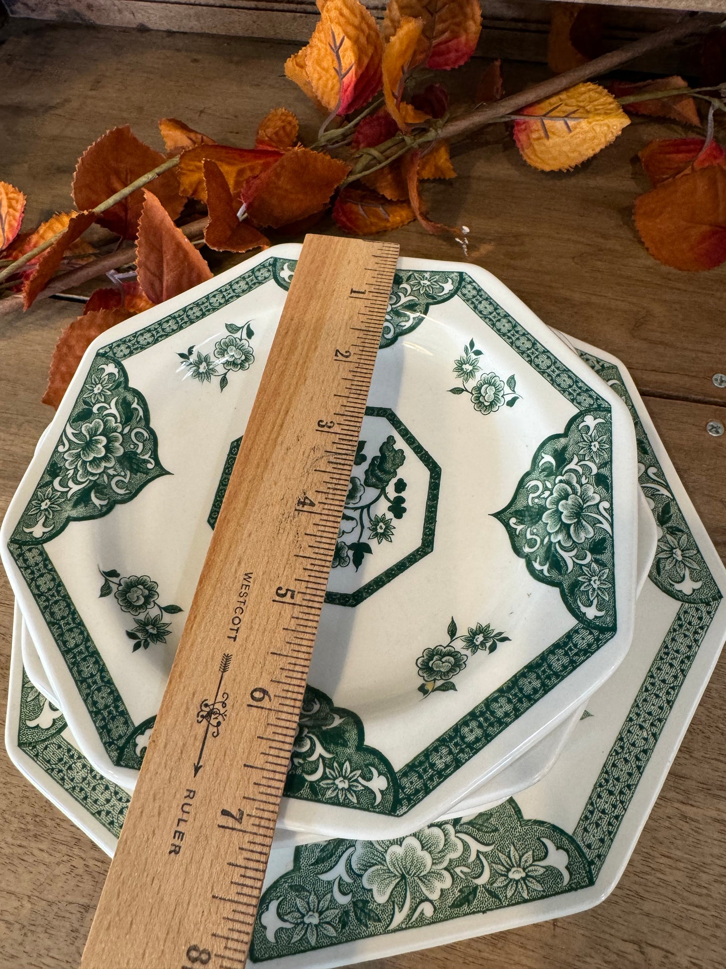 Royal Staffordshire Ironstone Green Transferware Plates - sold individually