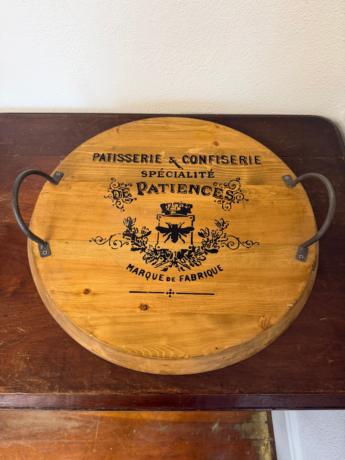 French Style Wood Tray with Handles