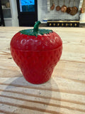 Hazel Atlas Strawberry Jam Jelly Jar w/Lid Vintage 1950s Red Unmarked Tableware