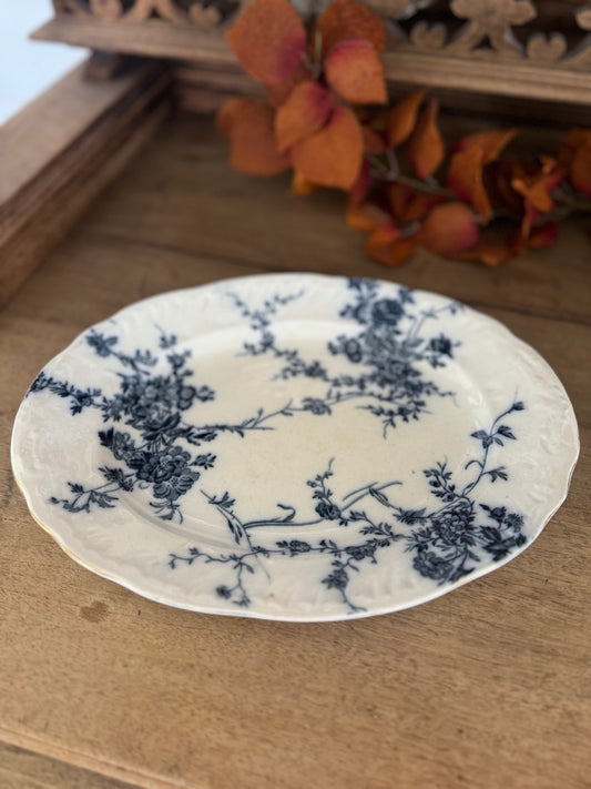 Ironstone Booth’s of England Royal Semi-Porcelain Princess Pattern 11 inch Platter Antique. Blue floral transfer ware on white