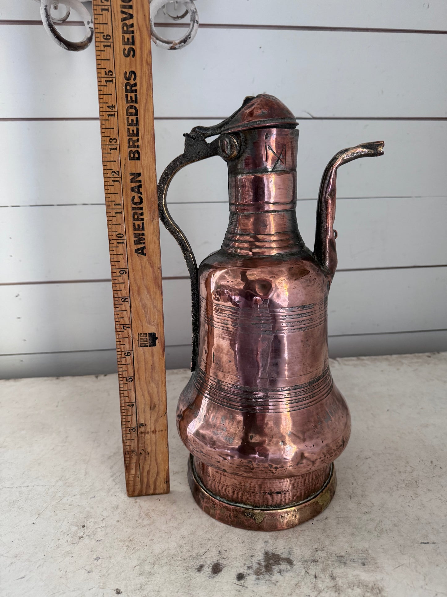 Antique Tall Copper Pitcher