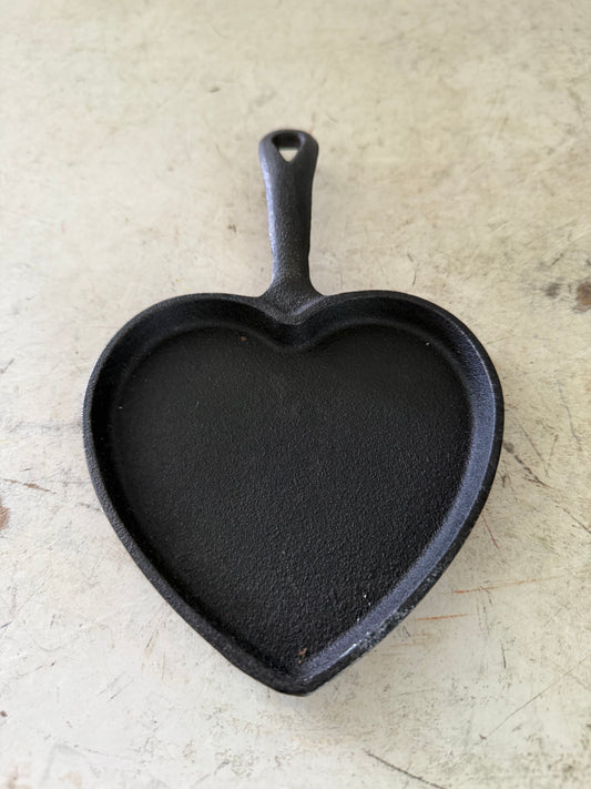 Heart shaped cast iron mini skillet
