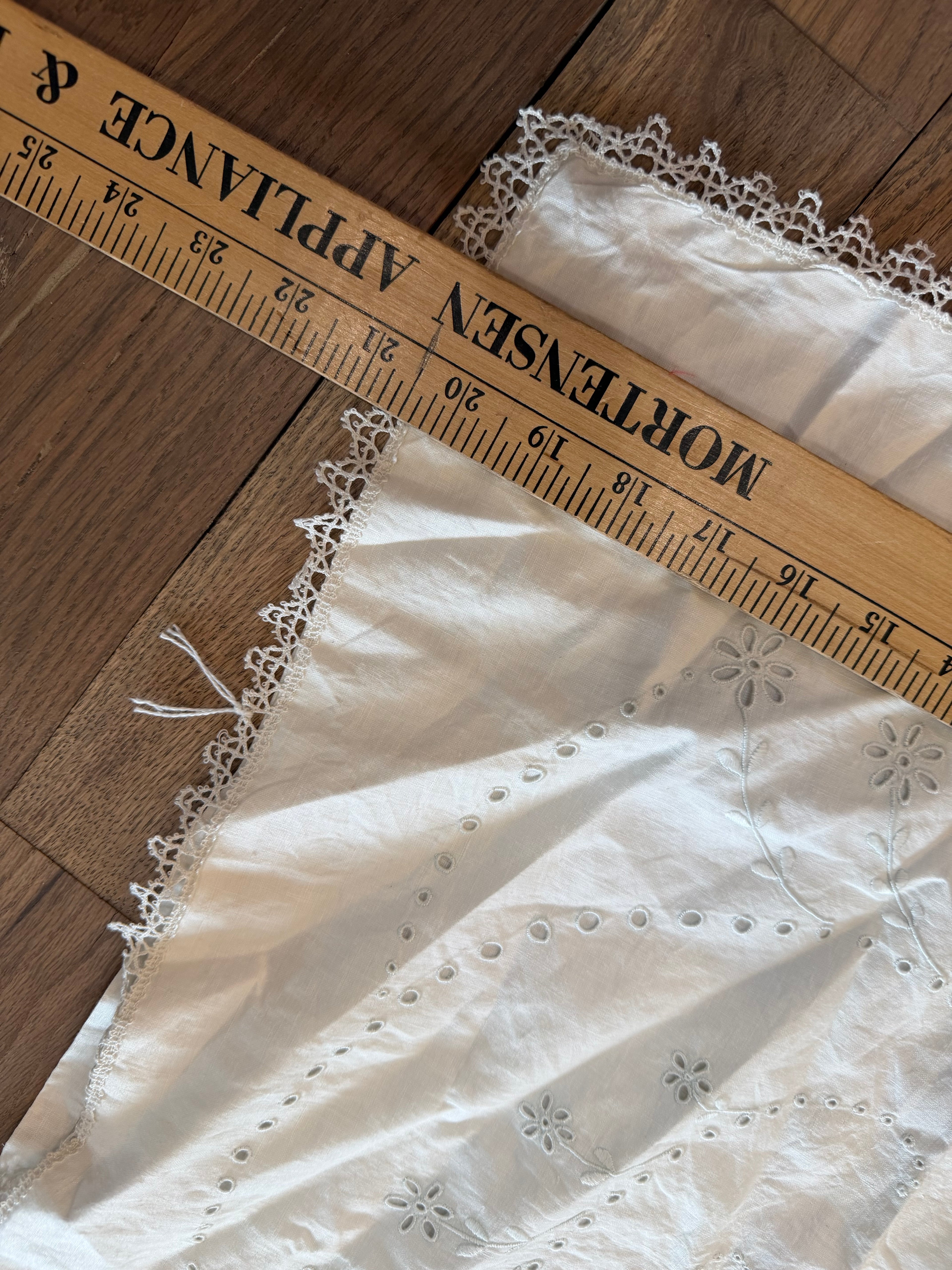 Vintage White Embroidered Lace Pillow Case - English