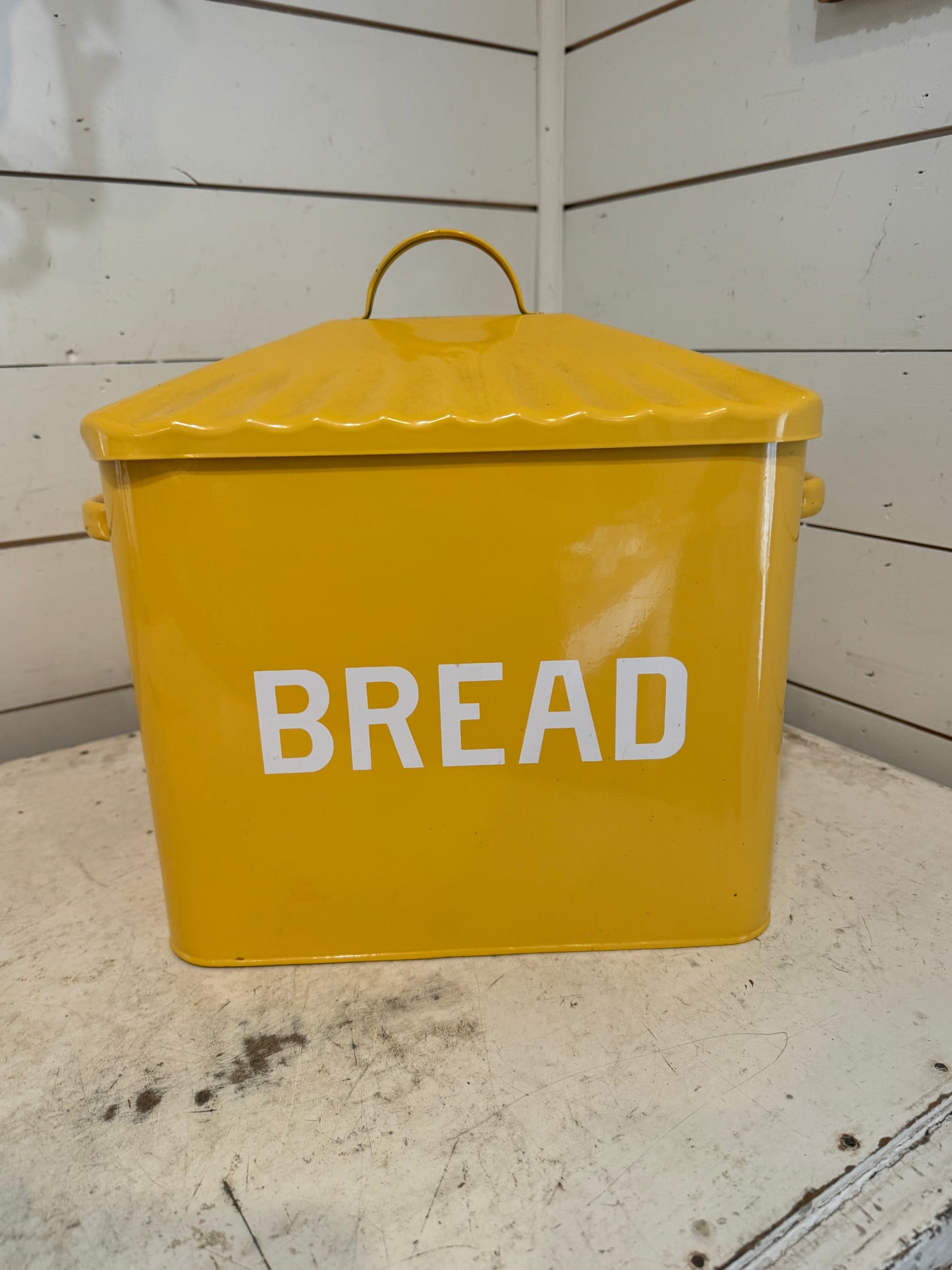 Yellow Enamel Breadbox