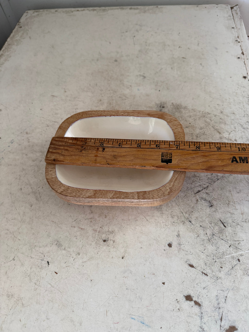 White Enameled Mango Wood Tray