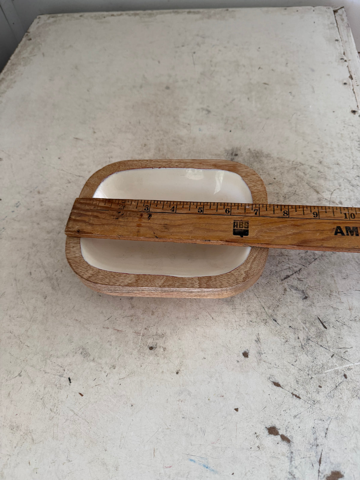 White Enameled Mango Wood Tray