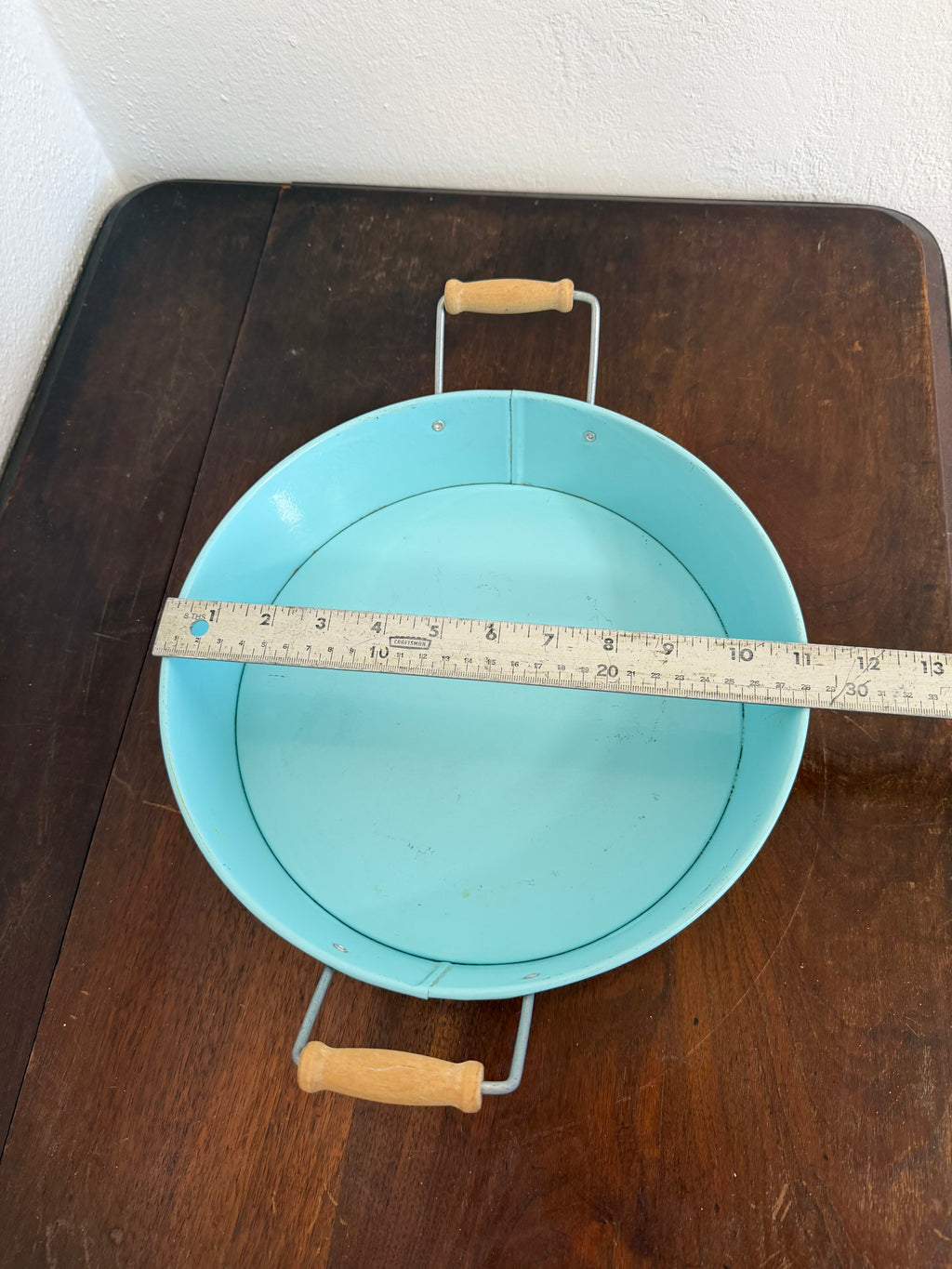 Light blue Round Metal Serving Tray - Will Get Makeover