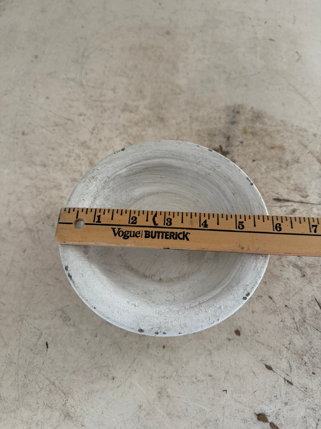 White metal pedestal bowl 6” bowl