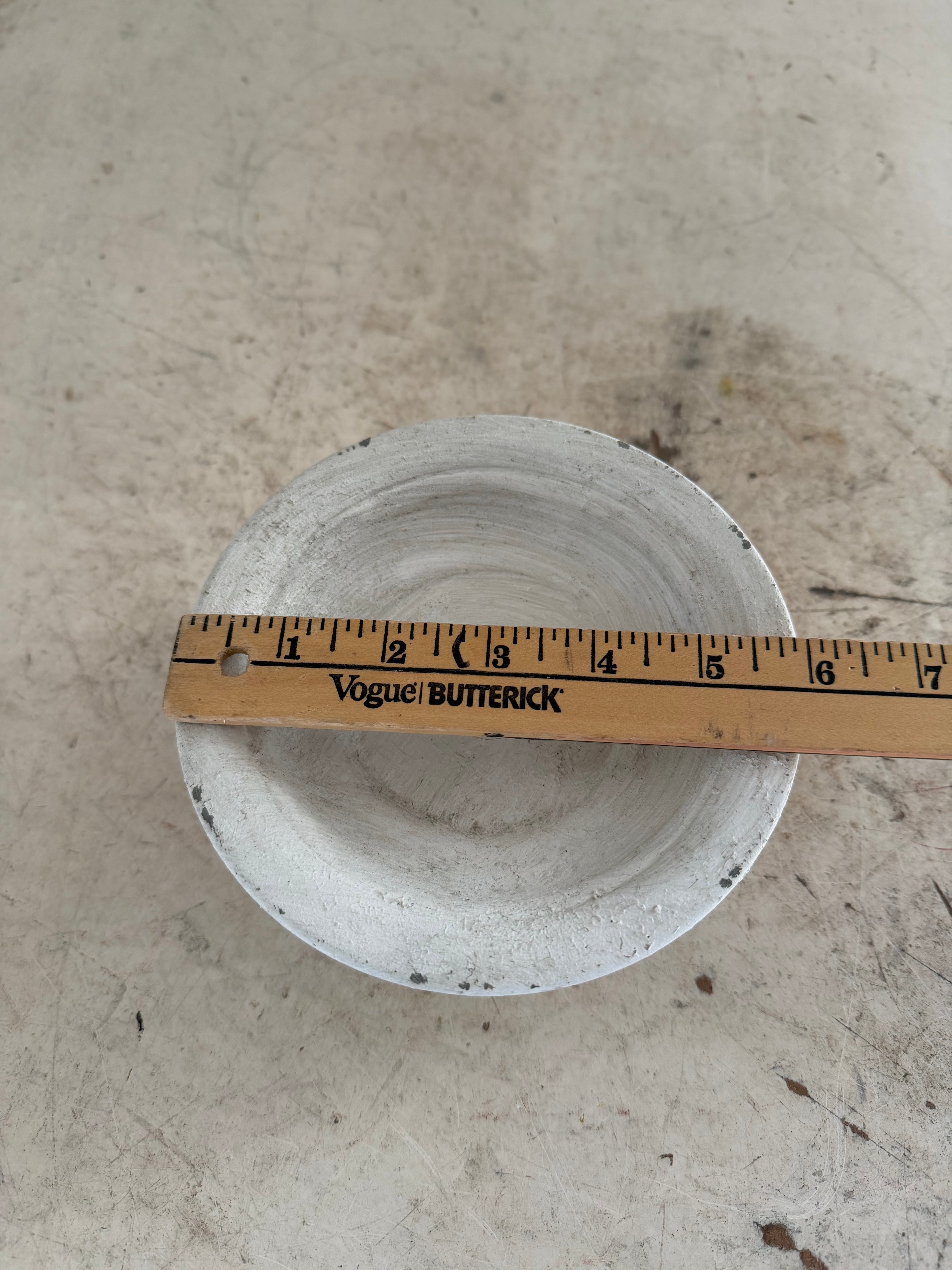 White metal pedestal bowl 6” bowl