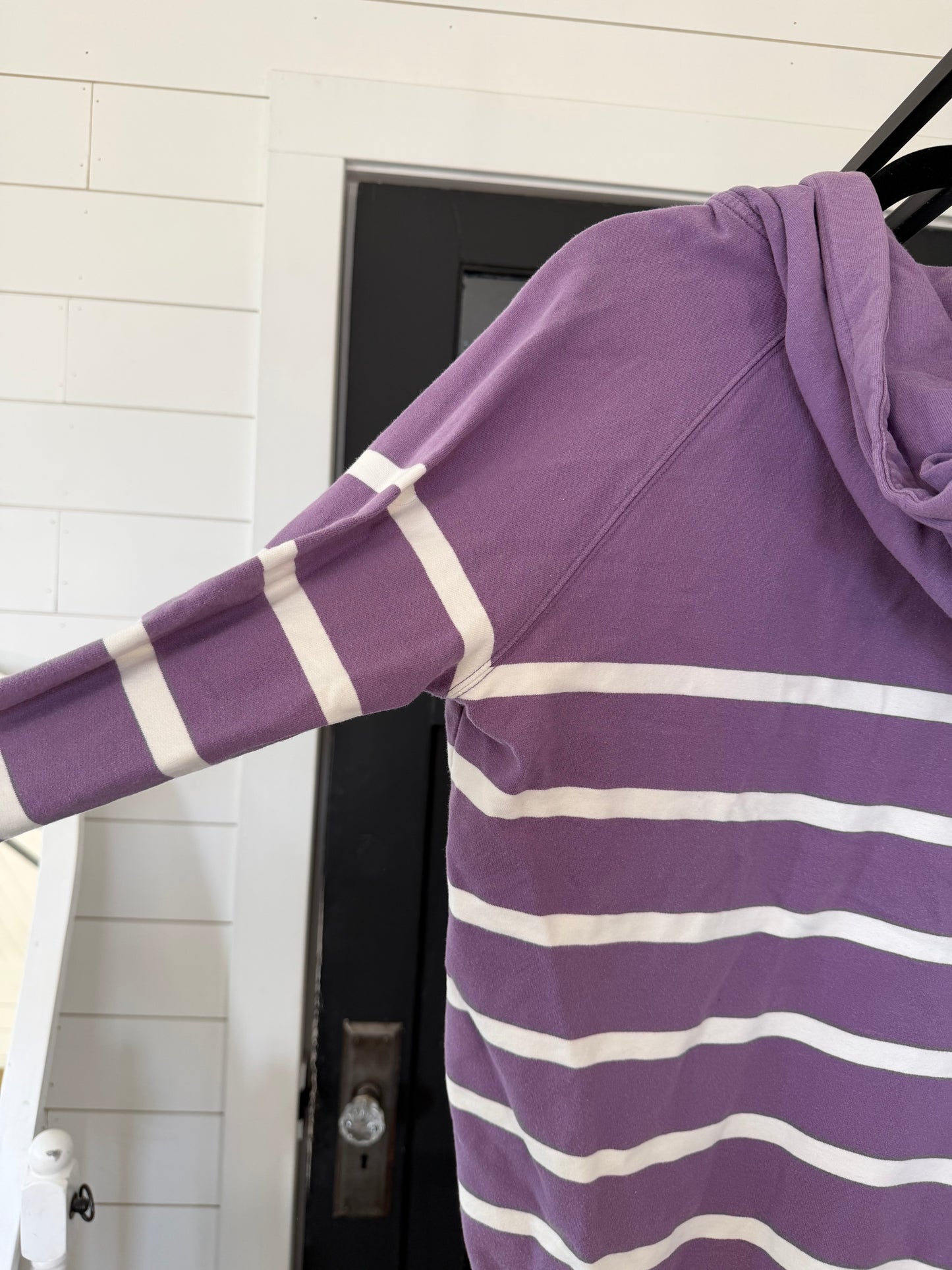 Purple and White Hooded Joules Rugby stripe top - US 8 small