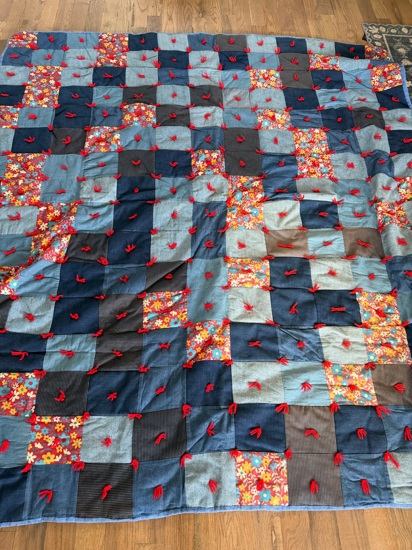 Heavy denim quilt as is Queen