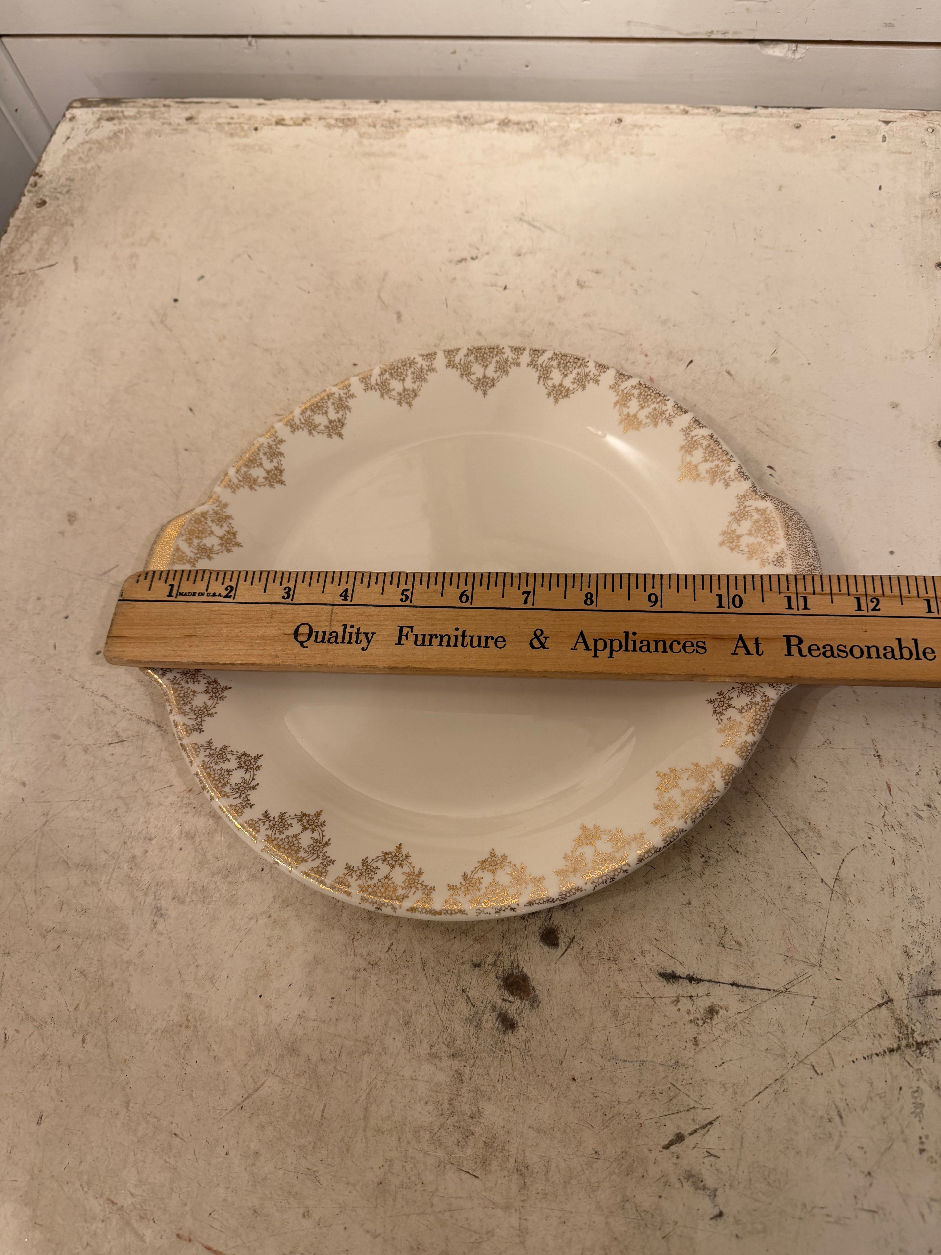 Royal China Inc. "Gold Lace" handled cake plate/oval platter with 22k gold trim with chip