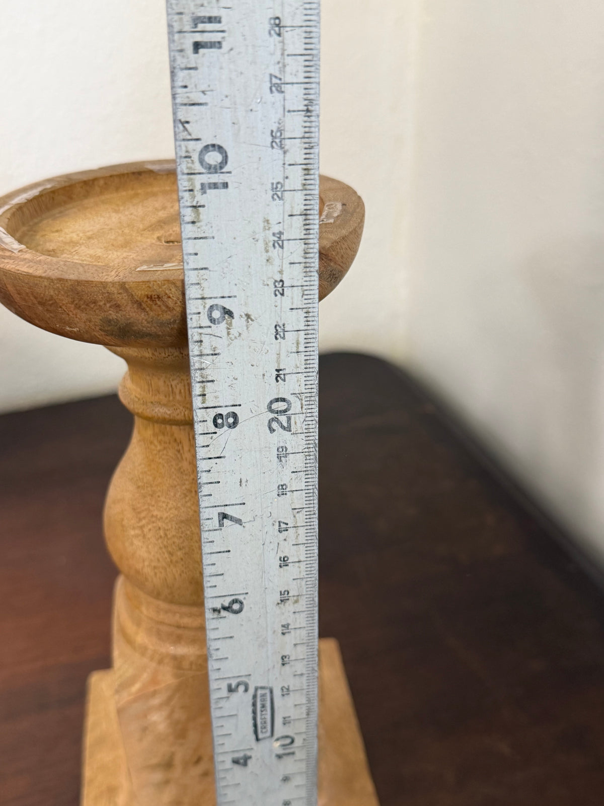 Turned Wood Pillar Candlestick