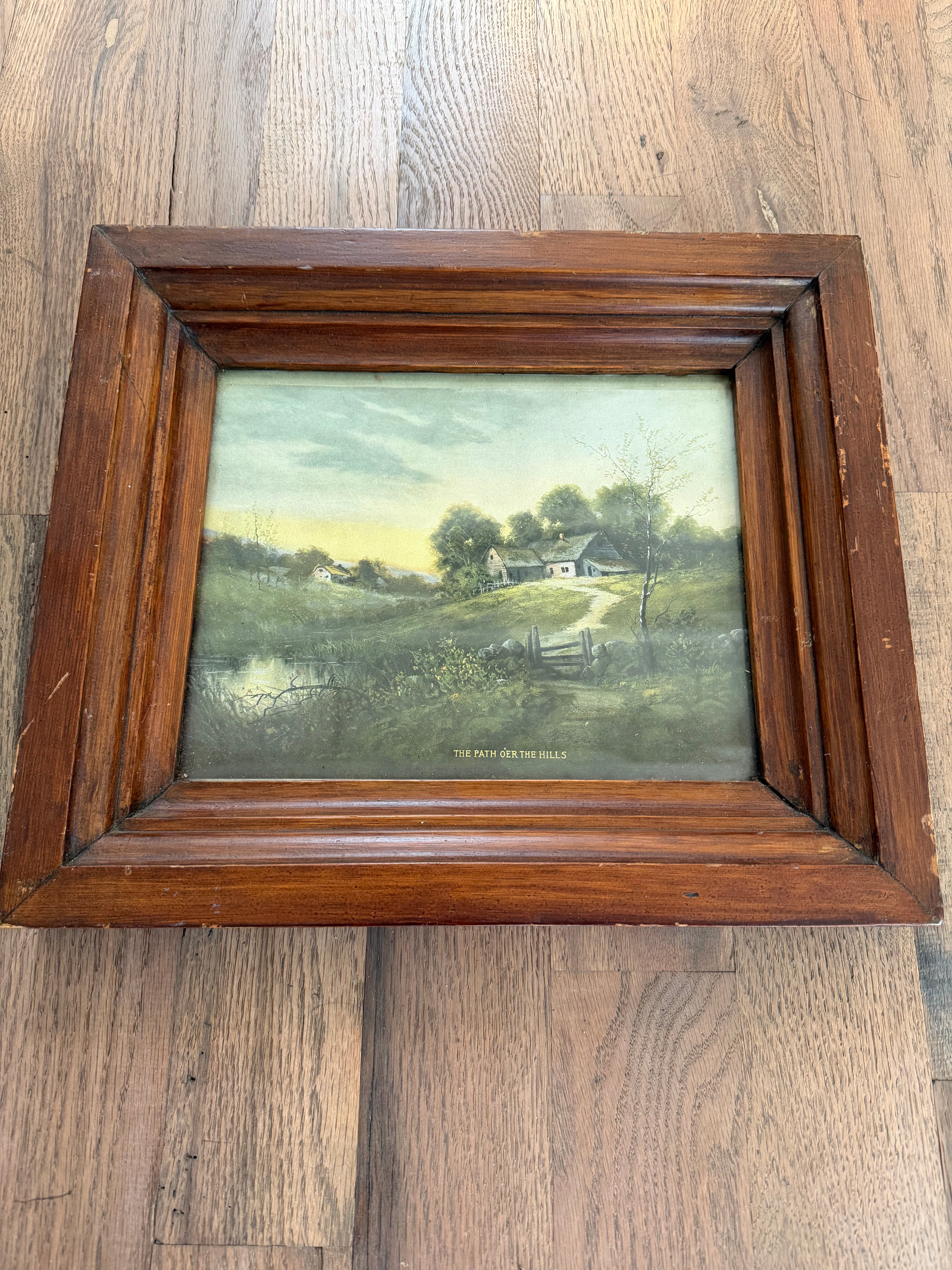 Path ‘Oer The Hills Vintage Print in Wood Frame