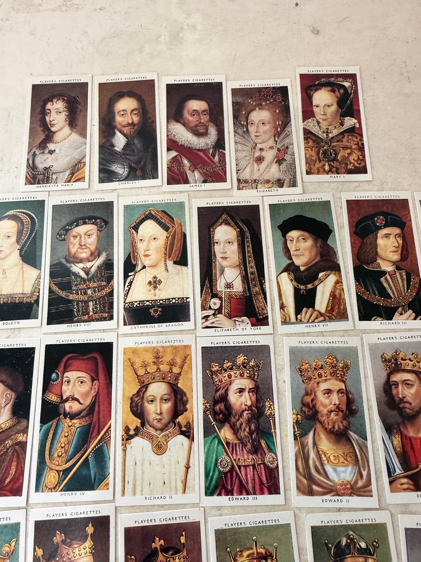 Kings and queens of England’s set of 50 cigarette cards - 1990’s originally from 1935