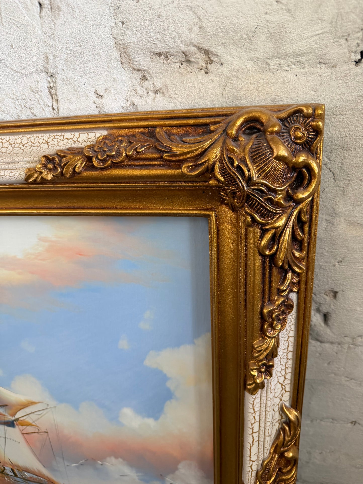 Original Ship Oil Painting in Frame