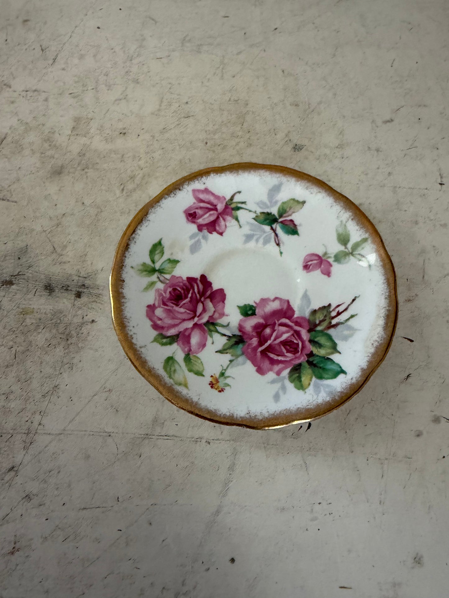 vintage Royal Stafford Bone China saucer in the Berkeley Rose pattern