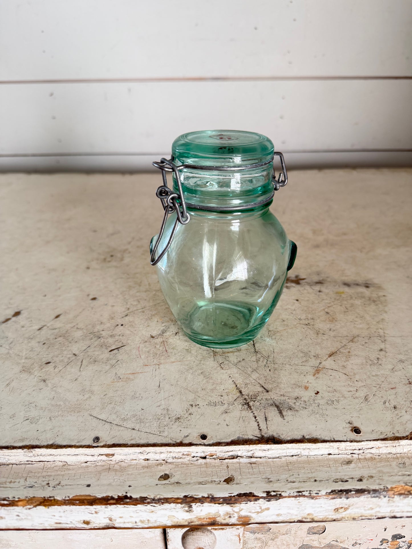 Vintage Green Glass Hermetic Jar