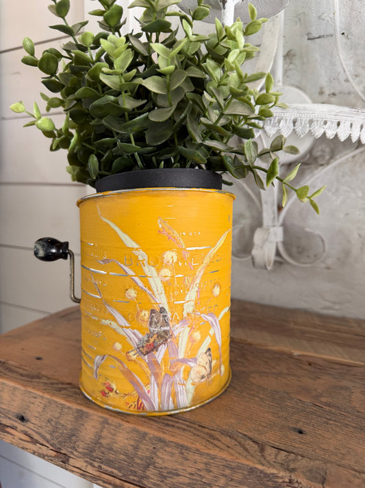 Yellow floral sifter for decor - greenery not included