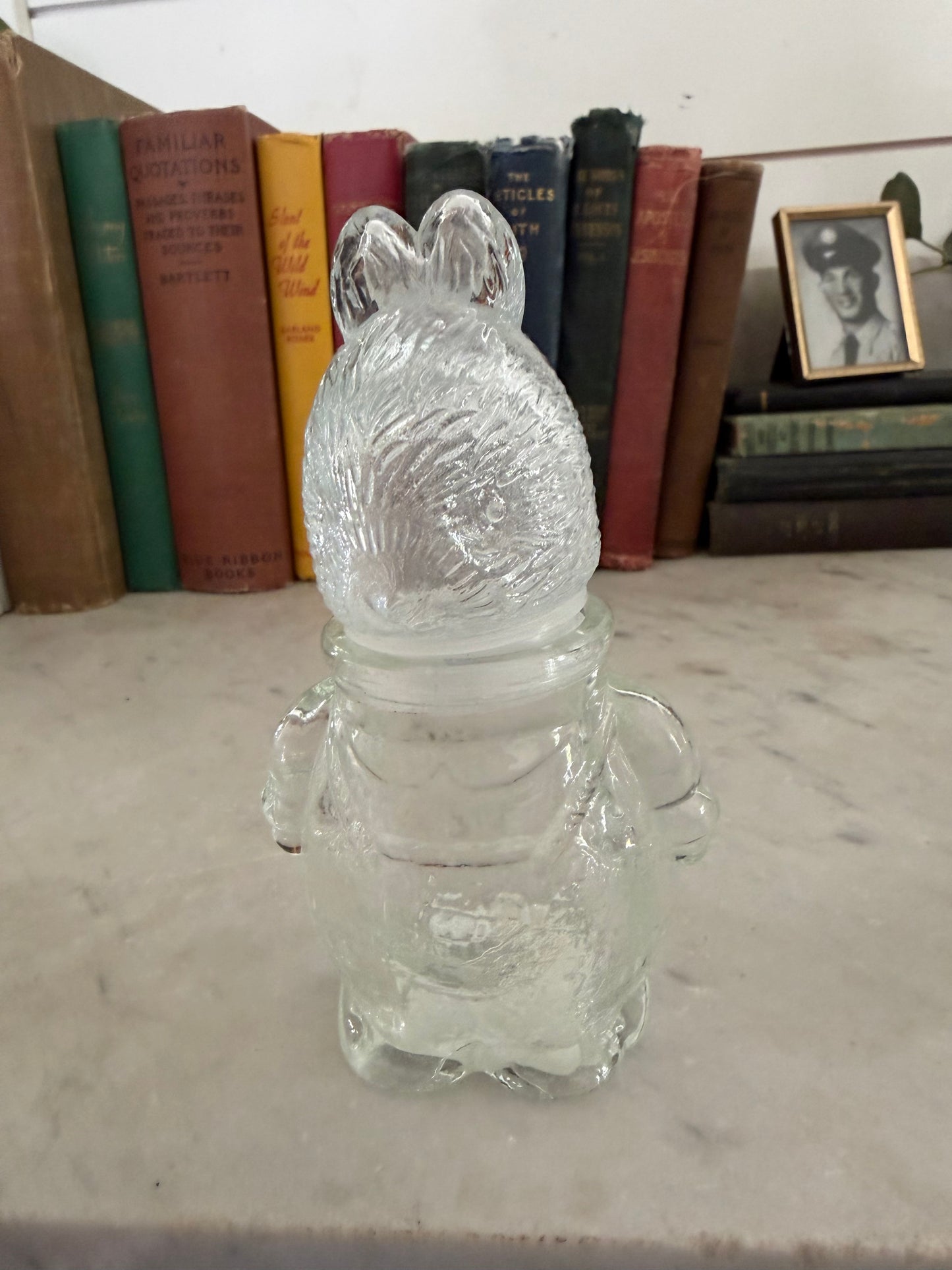 Vintage Pressed Glass Bunny Jar