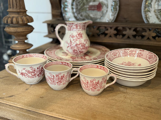 Vintage Mason's Ironstone Stratford Pink Dishes (red) - made in England sold individually